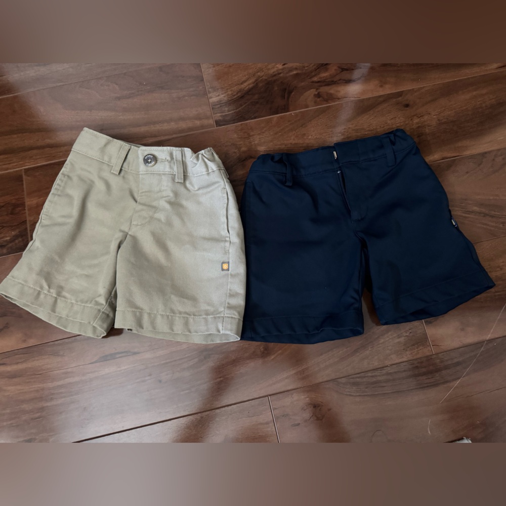 Toddler Boys Tan & Navy Uniform Shorts Set size 4T